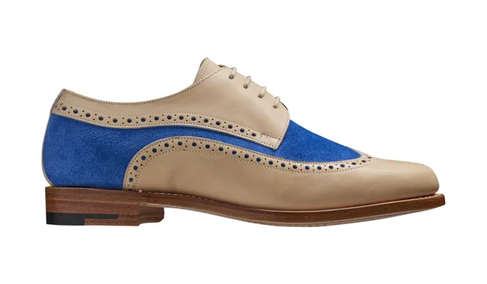 Cassie 8211 Beige Calf Sky Blue Suede Womens Barker Shoes Brogues