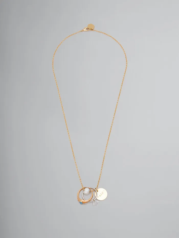 Chain Necklace With Pearl And Ring Charms Women Marni Necklaces