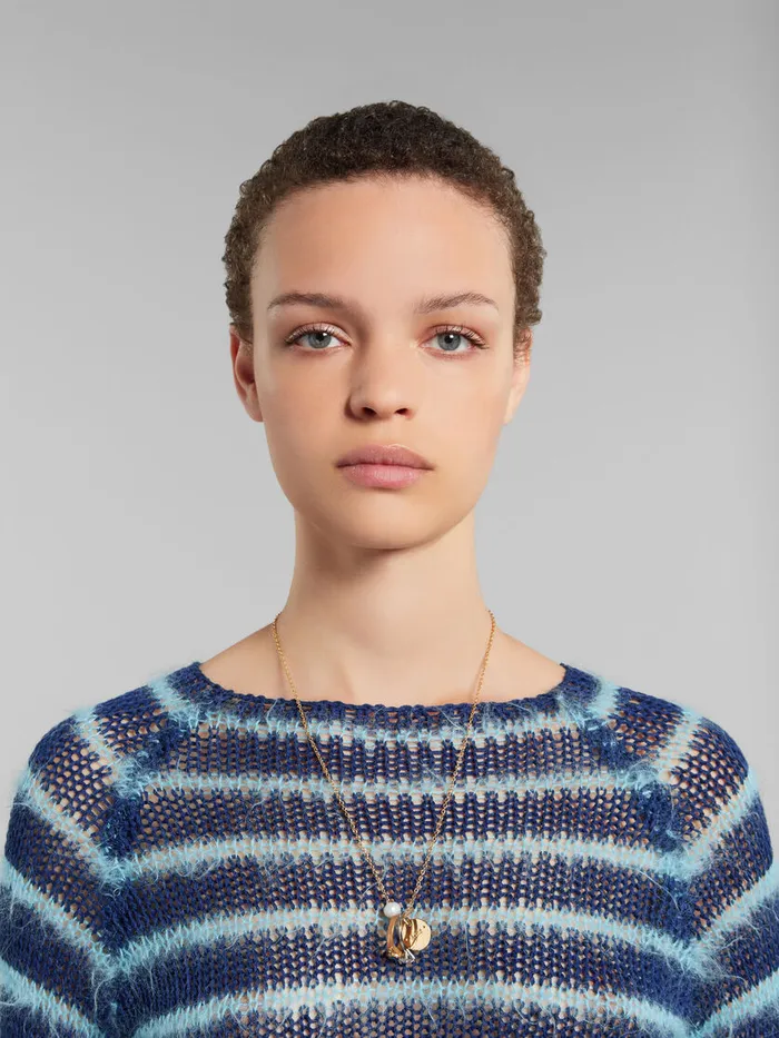 Chain Necklace With Pearl And Ring Charms Women Marni Necklaces