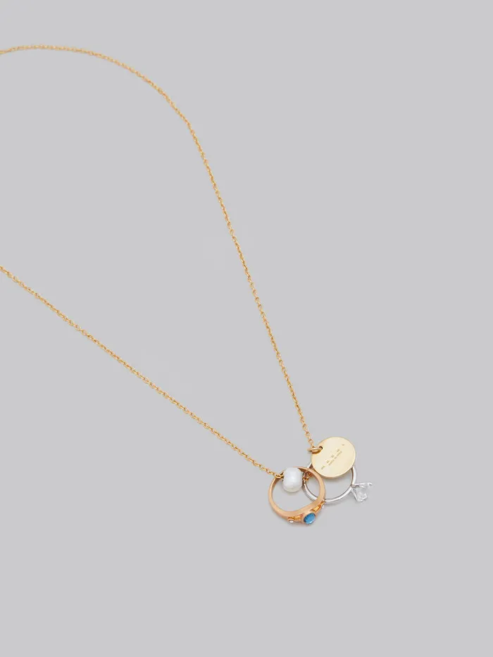 Chain Necklace With Pearl And Ring Charms Women Marni Necklaces