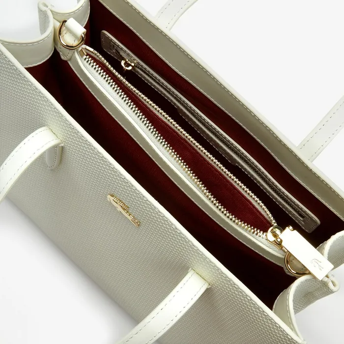 Chantaco Dual Carry Piqu Zip Leather Tote Marshmallow Womens Lacoste Bags Online Store