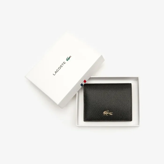 Chantaco Leather Bifold Wallet with Coin Purse Black Womens Lacoste Small Leather Goods Near Me