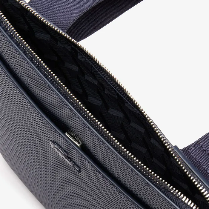 Chantaco Matte Leather Flat Zip Bag Peacoat Mens Lacoste Bags For Sale