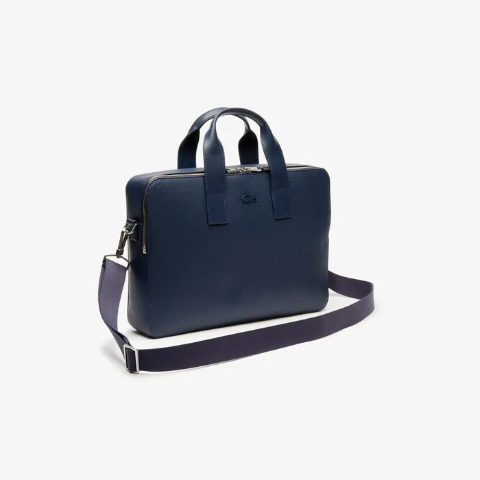 Chantaco Matte Piqu Leather Computer Bag Peacoat Mens Lacoste Bags Shop Online
