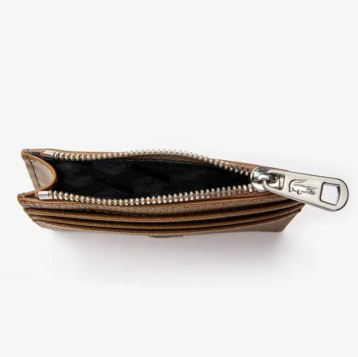 Chantaco Matte Piqu Leather Zip 6 Card Holder Otter Mens Lacoste Small Leather Goods Popular