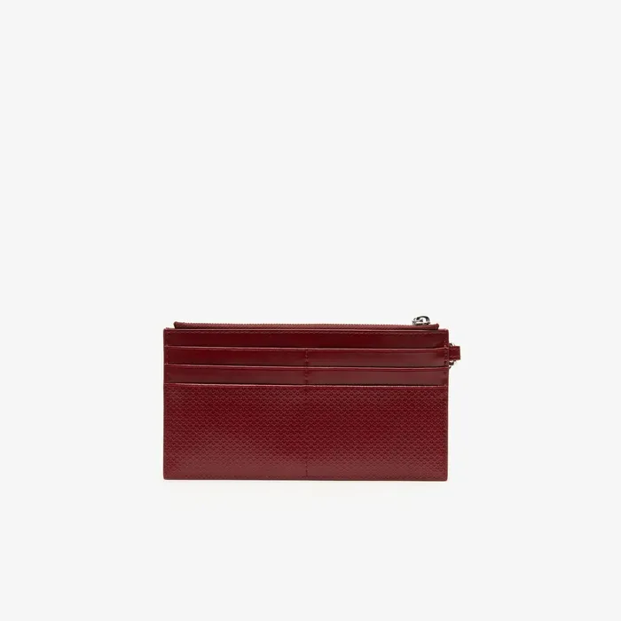 Chantaco Piqu Leather Zip Coin Pouch Tawny Port Womens Lacoste Small Leather Goods For Sale