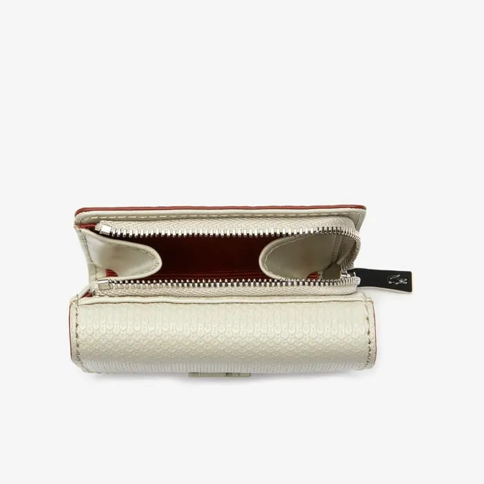 Chantaco Small Leather 4 Card Wallet Feather Gray Marshmallow Womens Lacoste Small Leather Goods Gift for Friend