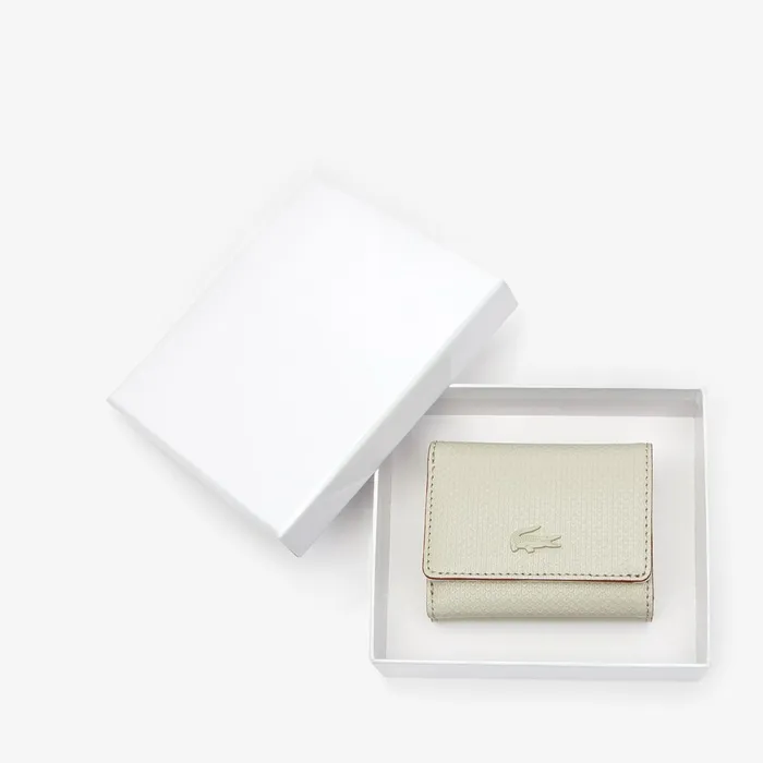 Chantaco Small Leather 4 Card Wallet Feather Gray Marshmallow Womens Lacoste Small Leather Goods Gift for Friend