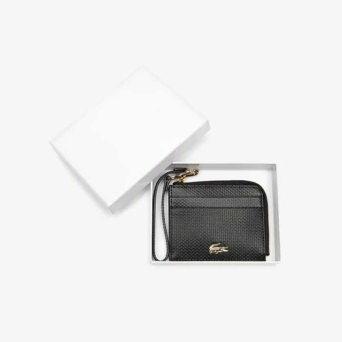 Chantaco Wristlet Card Holder Black Womens Lacoste Small Leather Goods Cheap On Sale