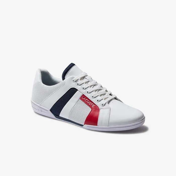 Chaymon Club Leather and Mesh Sneakers WhiteNavy Mens Lacoste Sneakers Online Outlet Store