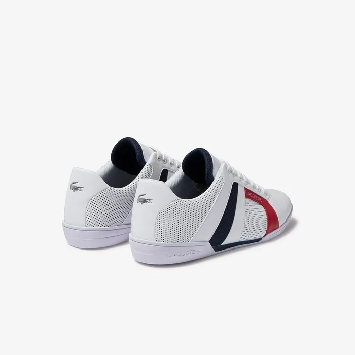 Chaymon Club Leather and Mesh Sneakers WhiteNavy Mens Lacoste Sneakers Online Outlet Store