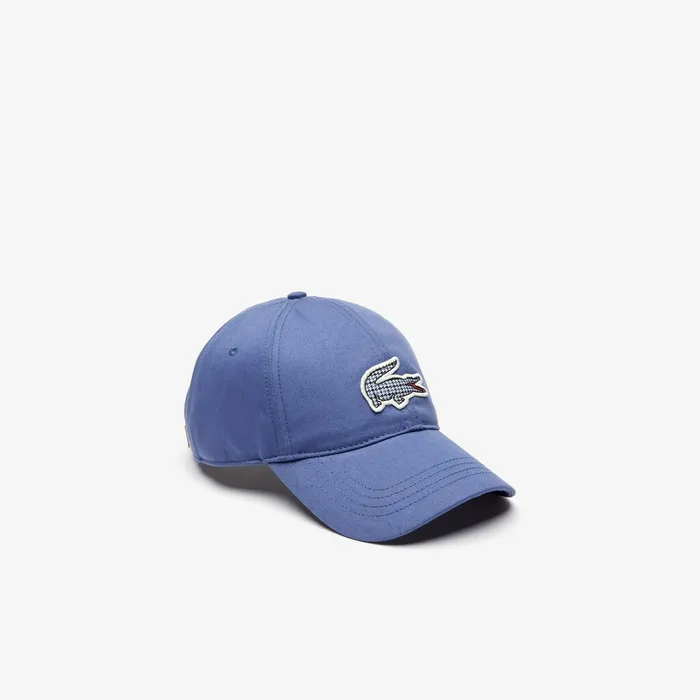 Check Croc Badge Cotton Cap Blue Mens Lacoste Caps and Hats Online
