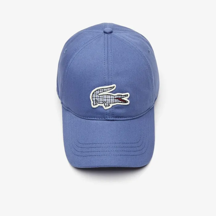 Check Croc Badge Cotton Cap Blue Mens Lacoste Caps and Hats Online
