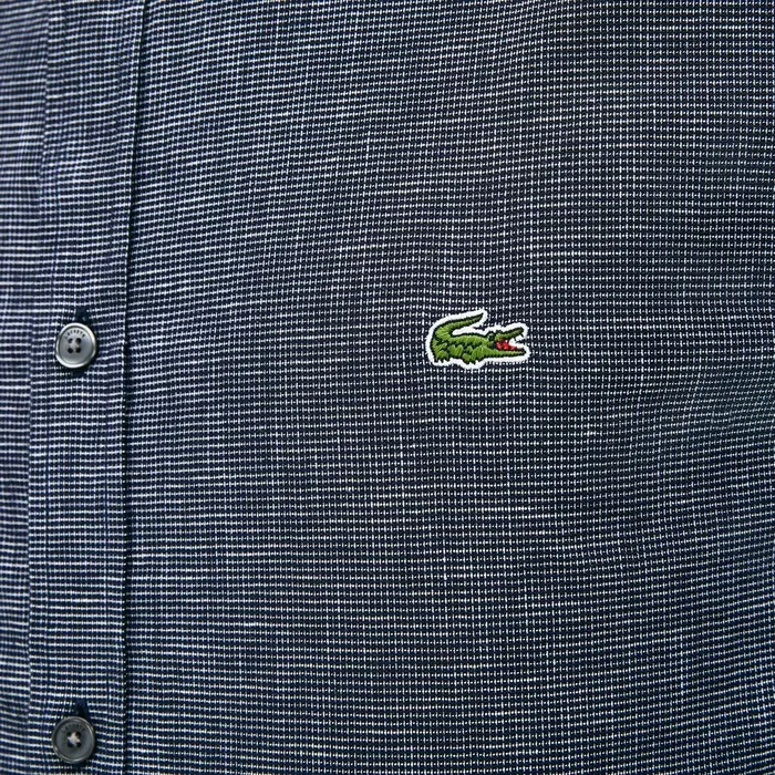 Checkered Cotton Shirt Navy Blue Mens Lacoste Button Down Shirts Near Me