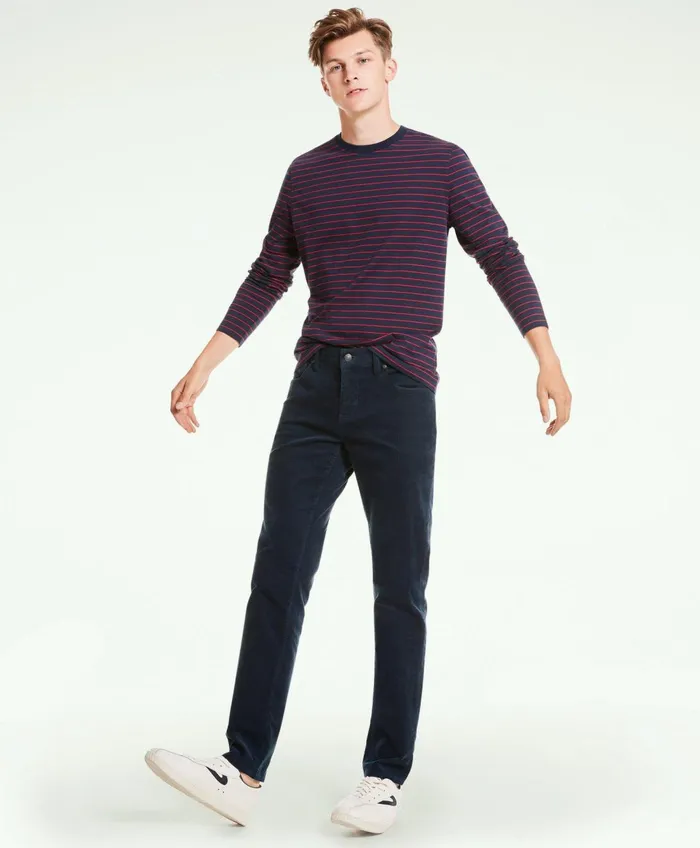 Chinos andamp Casual Pants Men Brooks Brothers FivePocket Stretch Corduroy Pants Navy