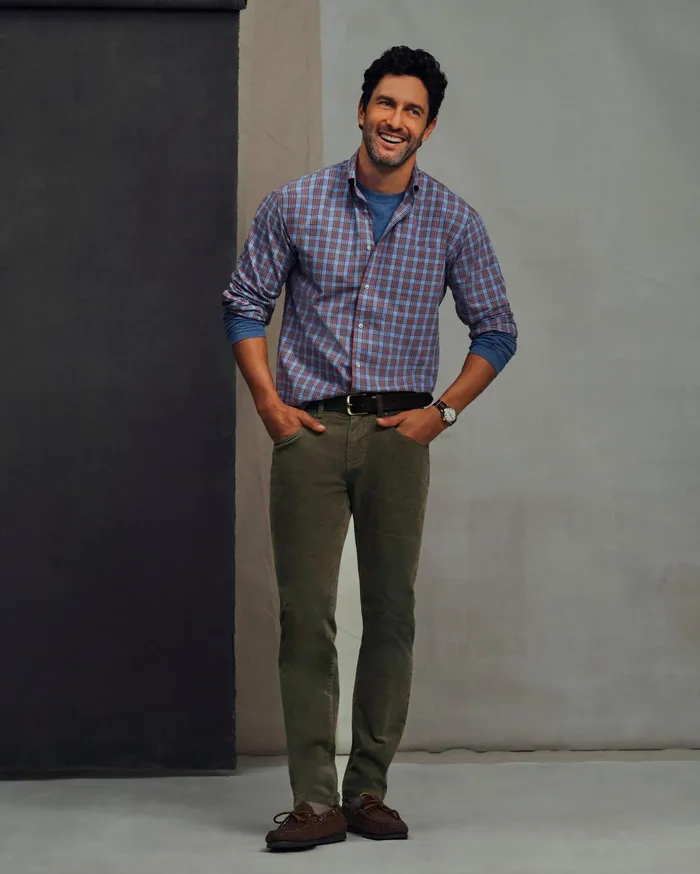 Chinos andamp Casual Pants Men Brooks Brothers FivePocket Stretch Corduroy Pants Olive