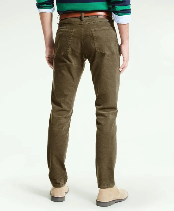Chinos andamp Casual Pants Men Brooks Brothers FivePocket Stretch Corduroy Pants Olive