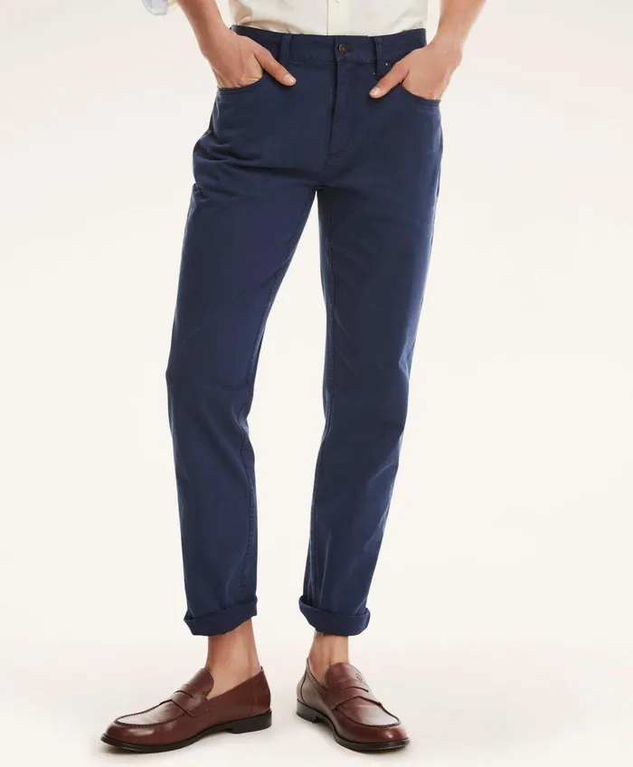 Chinos andamp Casual Pants Men Brooks Brothers FivePocket Stretch Cotton Twill Pants Dark Blue