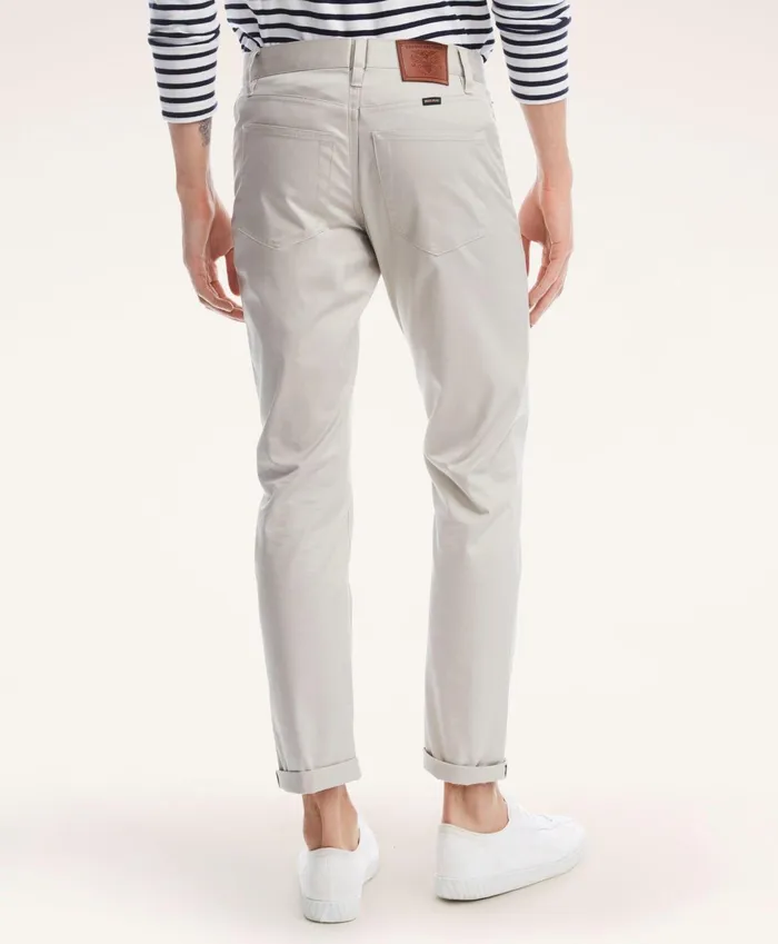 Chinos andamp Casual Pants Men Brooks Brothers FivePocket Stretch Cotton Twill Pants Natural
