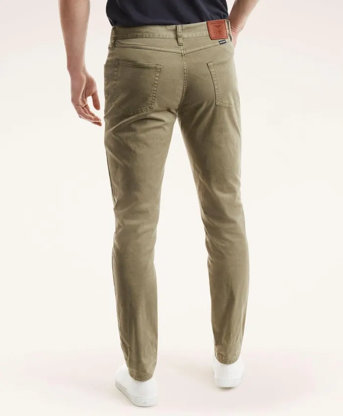 Chinos andamp Casual Pants Men Brooks Brothers FivePocket Stretch Cotton Twill Pants Olive