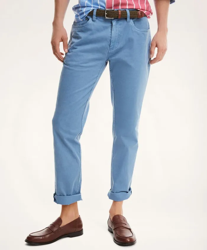 Chinos andamp Casual Pants Men Brooks Brothers FivePocket Stretch Cotton Twill Pants Pale Blue