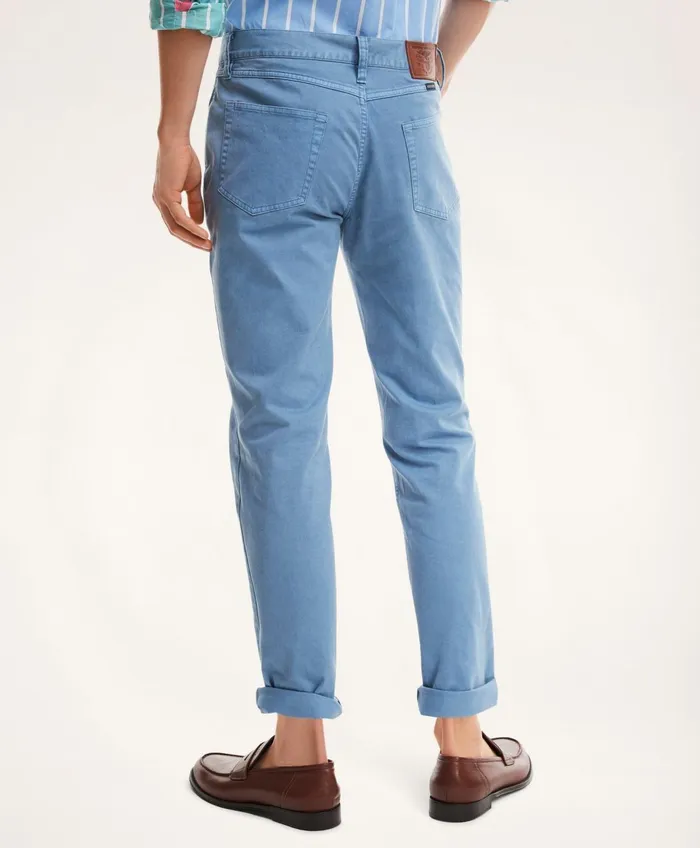 Chinos andamp Casual Pants Men Brooks Brothers FivePocket Stretch Cotton Twill Pants Pale Blue