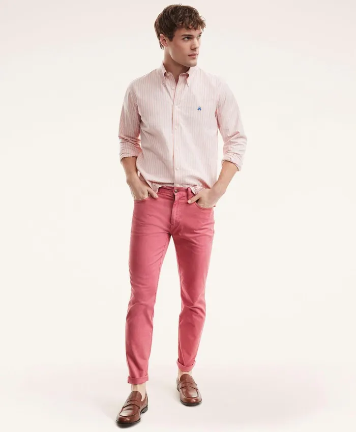 Chinos andamp Casual Pants Men Brooks Brothers FivePocket Stretch Cotton Twill Pants Red
