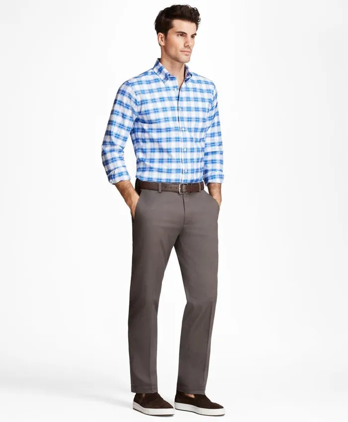 Chinos andamp Casual Pants Men Brooks Brothers Milano SlimFit Stretch Advantage Chino Pants Grey