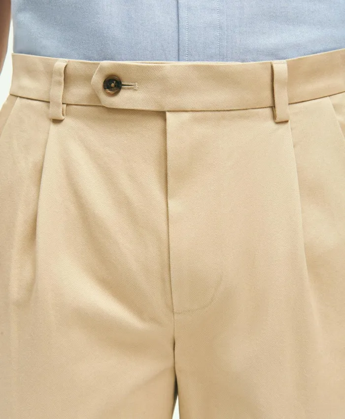Chinos andamp Casual Pants Men Brooks Brothers PleatFront Cotton Vintage Chino Pants Beige