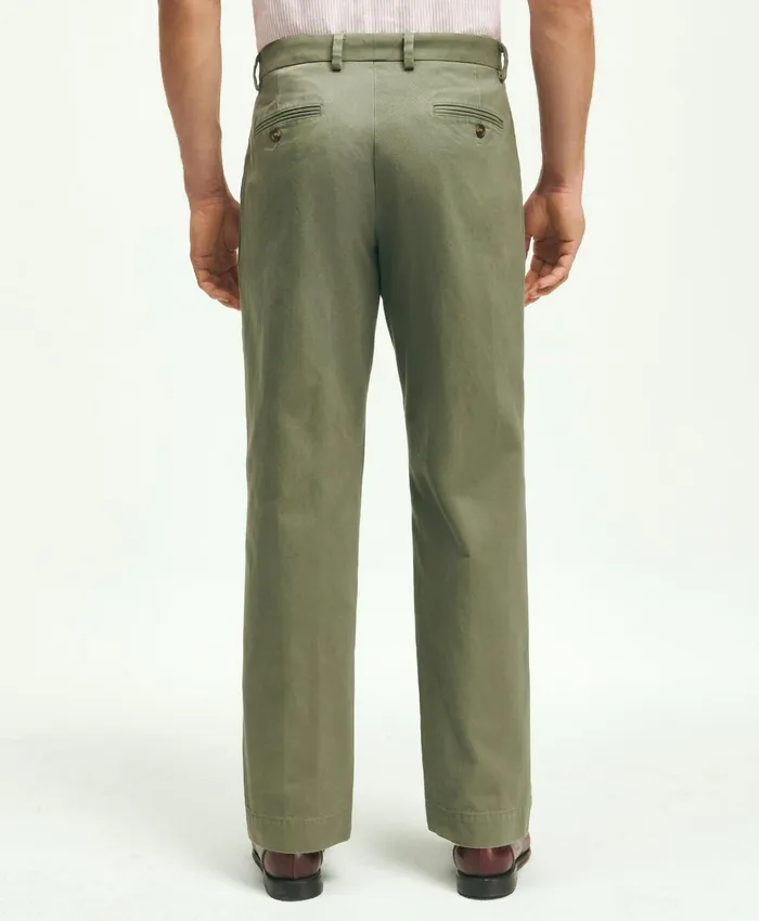 Chinos andamp Casual Pants Men Brooks Brothers PleatFront Cotton Vintage Chino Pants Green