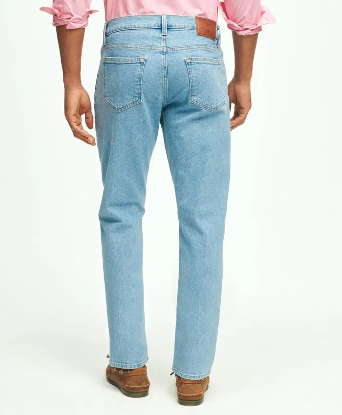 Chinos andamp Casual Pants Men Brooks Brothers Straight Fit Denim Jeans Light Blue