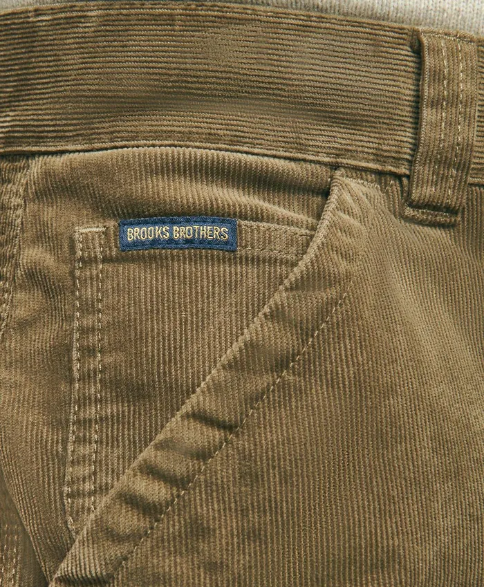 Chinos andamp Casual Pants Men Brooks Brothers Stretch Cotton Corduroy Carpenter Pants Olive