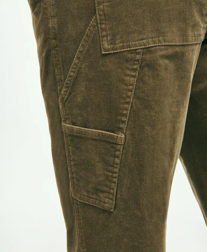 Chinos andamp Casual Pants Men Brooks Brothers Stretch Cotton Corduroy Carpenter Pants Olive