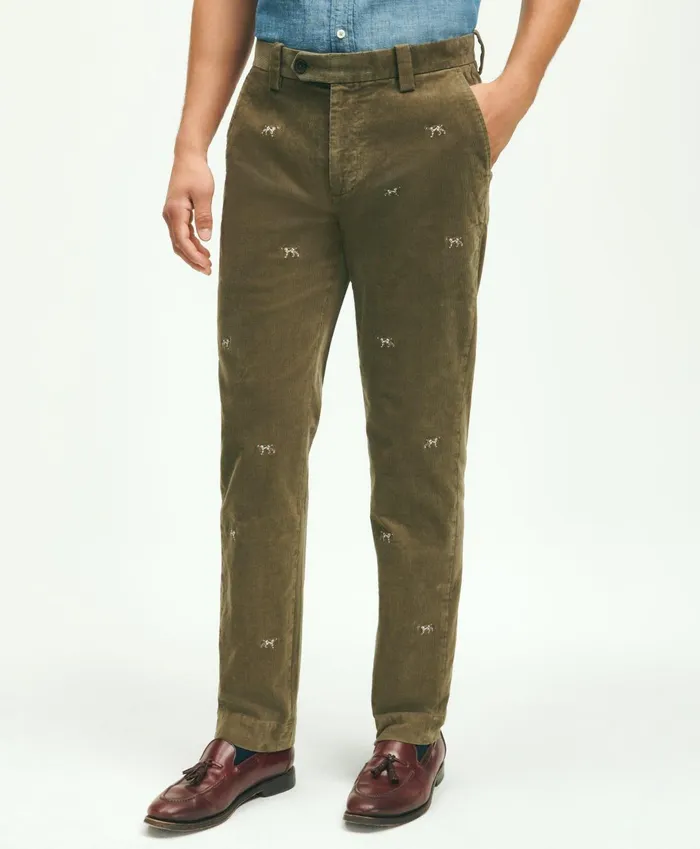 Chinos andamp Casual Pants Men Brooks Brothers Stretch Cotton FineWale Corduroy Embroidered Pants Dark Green Chinos andamp Casual Pants Men Brooks Brothers Stretch Cotton FineWale Corduroy Embroidered Pants Dark Green
