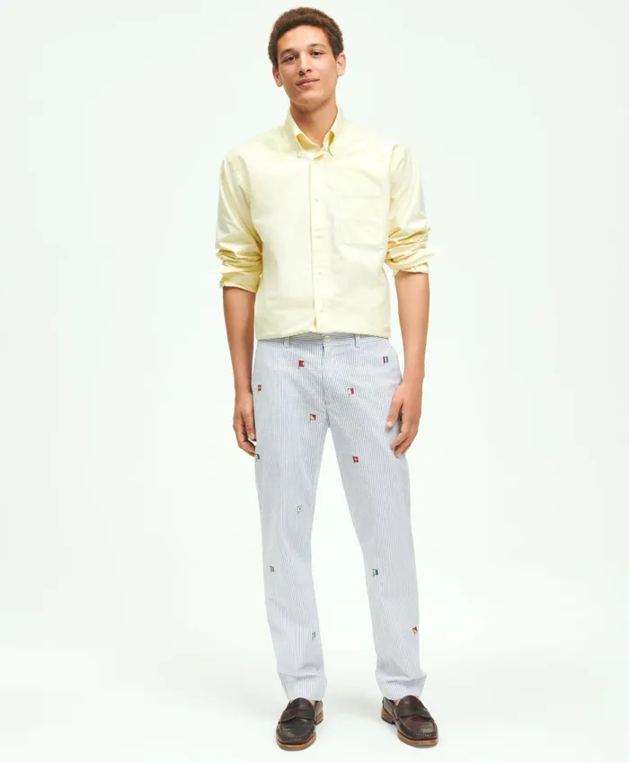 Chinos andamp Casual Pants Men Brooks Brothers Stretch Cotton Seersucker Flag Embroidered Chino Pants Blue Chinos andamp Casual Pants Men Brooks Brothers Stretch Cotton Seersucker Flag Embroidered Chino Pants Blue