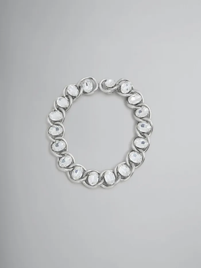 Chunky Chain Necklace With Rhinestones Women Marni Necklaces