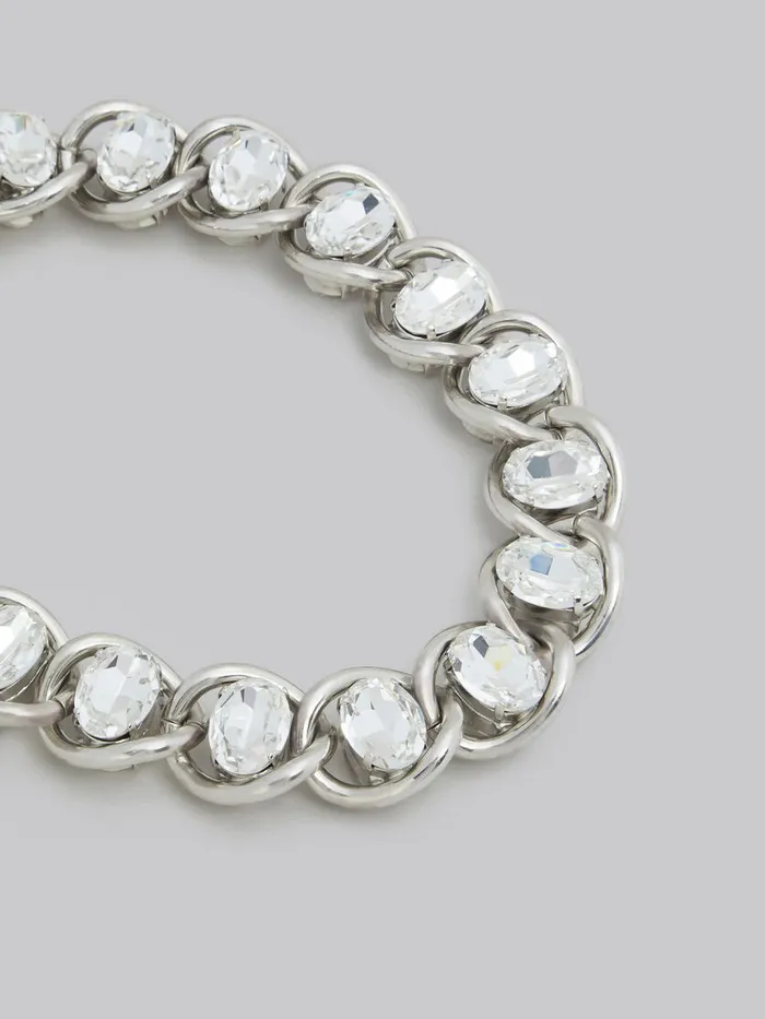 Chunky Chain Necklace With Rhinestones Women Marni Necklaces
