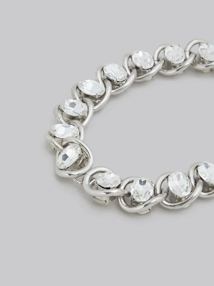 Chunky Chain Necklace With Rhinestones Women Marni Necklaces