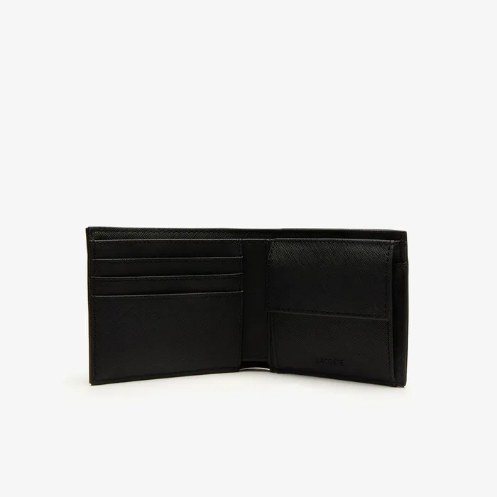 Classic Bifold Petit Piqu Wallet Black Mens Lacoste Small Leather Goods Gift Ideas