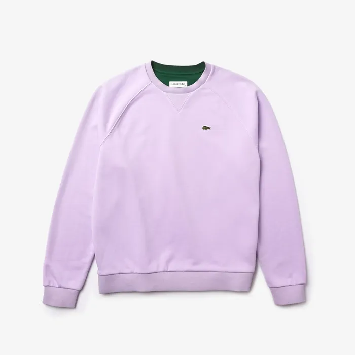 Classic Crewneck Fleece Sweatshirt PurpleGreen Womens Lacoste Sweaters and Sweatshirts Gift 4 You