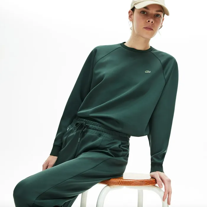 Classic Crewneck Sweatshirt Dark Green Womens Lacoste Sweaters and Sweatshirts Online