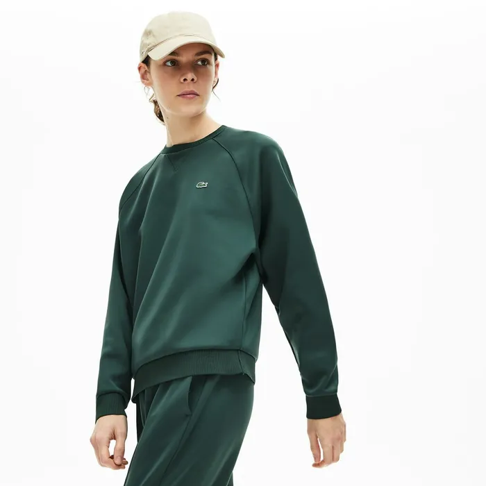 Classic Crewneck Sweatshirt Dark Green Womens Lacoste Sweaters and Sweatshirts Online