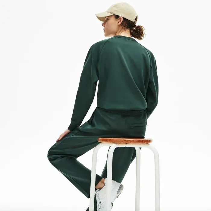 Classic Crewneck Sweatshirt Dark Green Womens Lacoste Sweaters and Sweatshirts Online