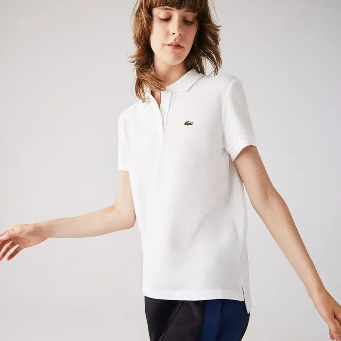 Classic Fit Soft Cotton Petit Piqu Polo Shirt White Womens Lacoste Polos Outlet