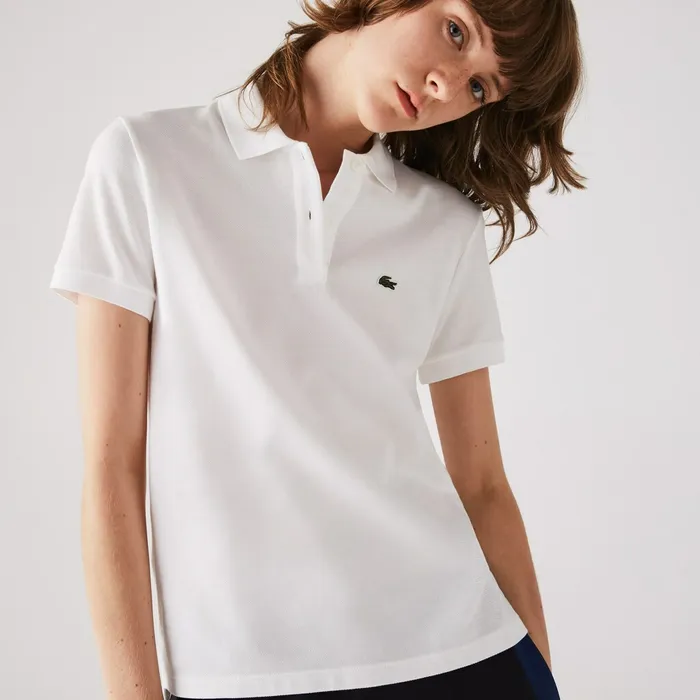Classic Fit Soft Cotton Petit Piqu Polo Shirt White Womens Lacoste Polos Outlet