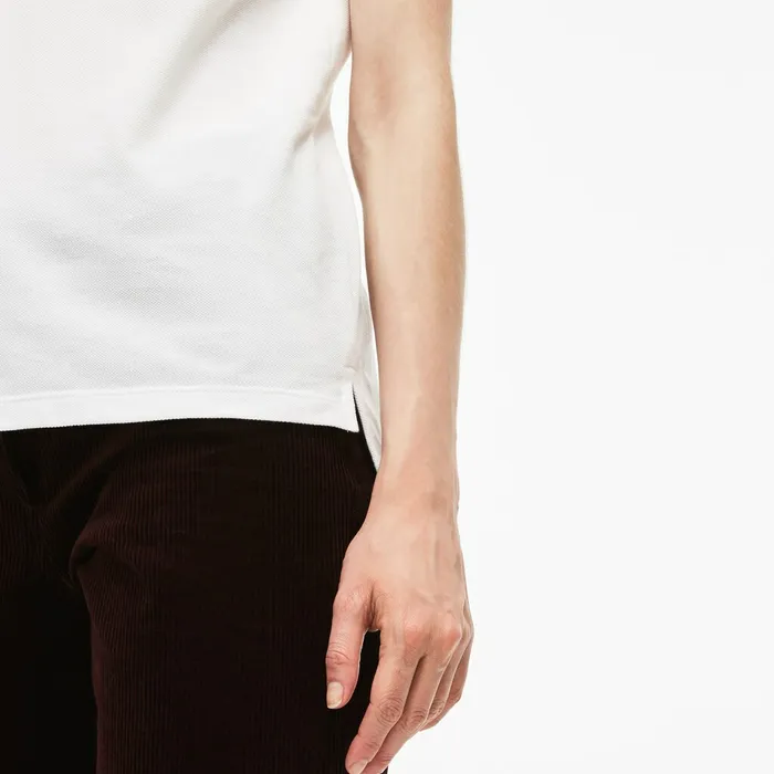 Classic Fit Soft Cotton Petit Piqu Polo Shirt White Womens Lacoste Polos Outlet