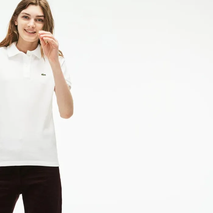 Classic Fit Soft Cotton Petit Piqu Polo Shirt White Womens Lacoste Polos Outlet