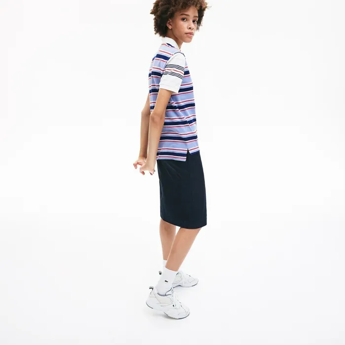 Classic Fit Striped Cotton Polo Shirt PurpleNavy BlueWhiteRedLight Pink Womens Lacoste Polos Gift Ideas