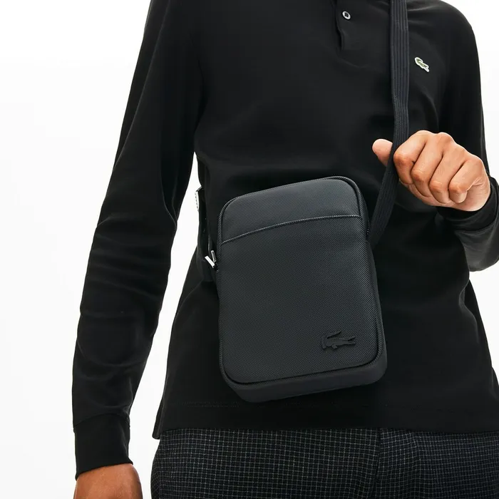 Classic Vertical Zip Bag Black Mens Lacoste Bags Store