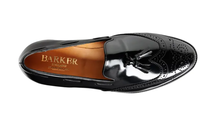 Clive 8211 Black HiShine Mens Barker Shoes Loafers